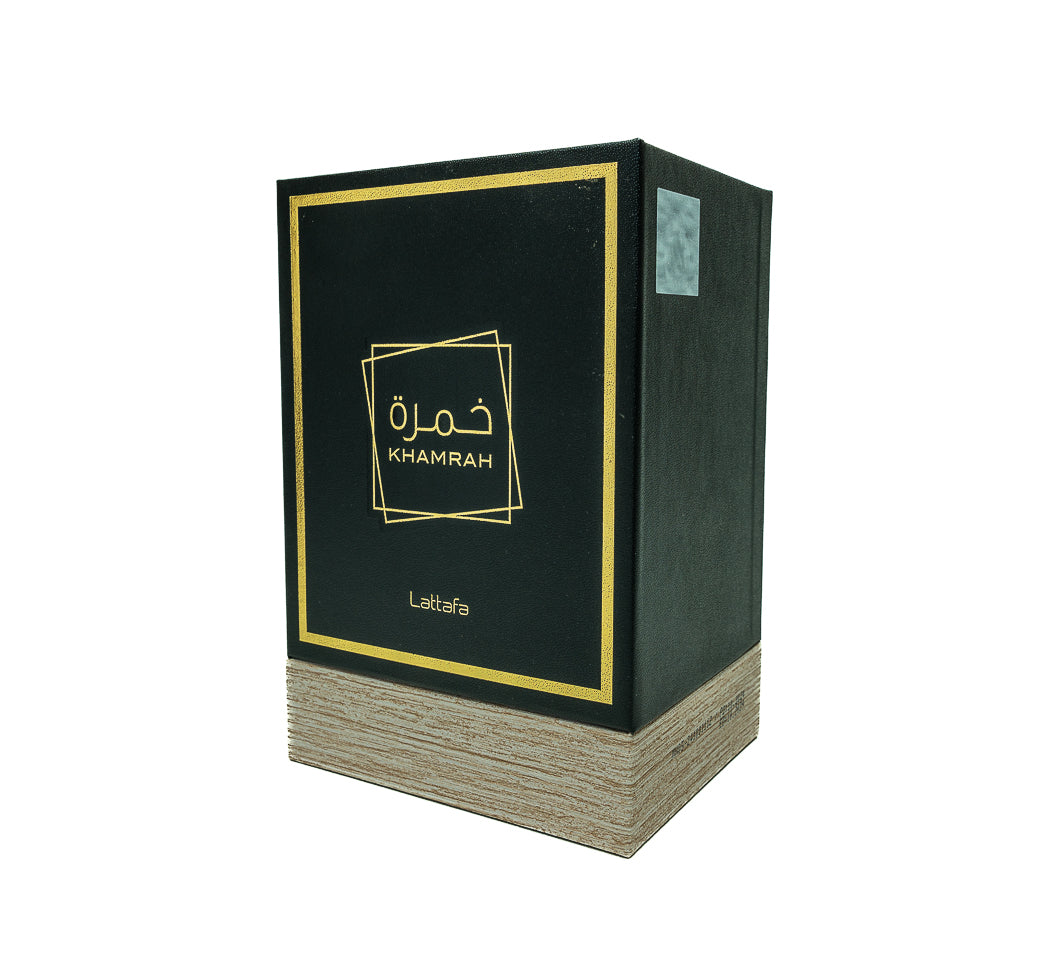 : Indulge in the luxurious Lattafa Khamrah EDP Spray. This aromatic and spicy unisex fragrance comes in a 100ml bottle.