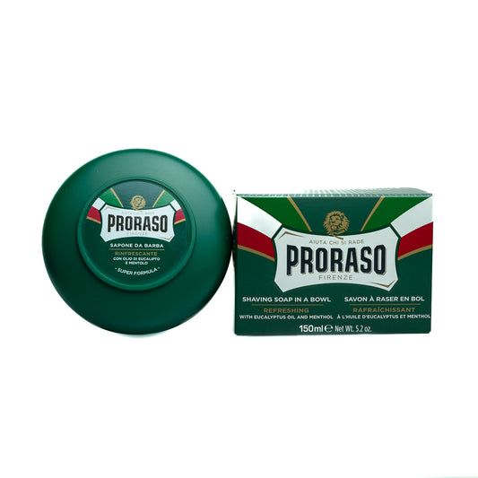 : Experience a refreshing shave with Proraso's Refresh shave soap. The eucalyptus and menthol formula provides a cooling and invigorating sensation.