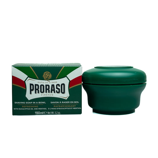 : Experience a refreshing shave with Proraso's Refresh shave soap. The eucalyptus and menthol formula provides a cooling and invigorating sensation.
