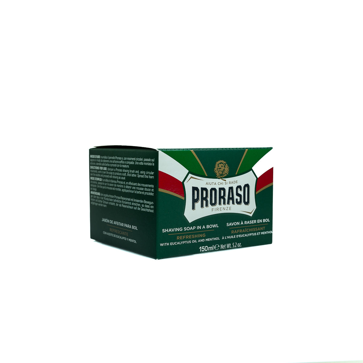 : Experience a refreshing shave with Proraso's Refresh shave soap. The eucalyptus and menthol formula provides a cooling and invigorating sensation.