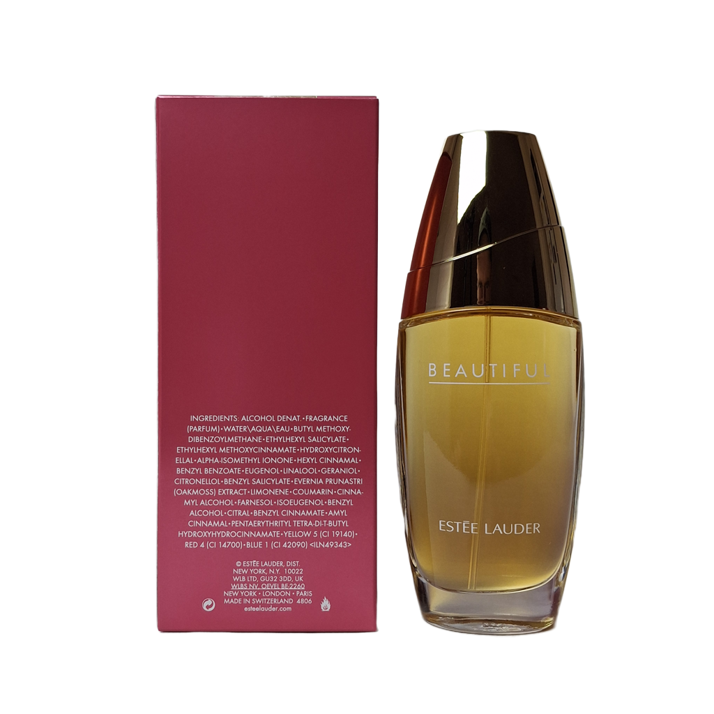 Experience the elegance of Estée Lauder Beautiful Eau De Parfum 75ml – a romantic floral fragrance for women with a bouquet of lush blossoms and timeless charm.