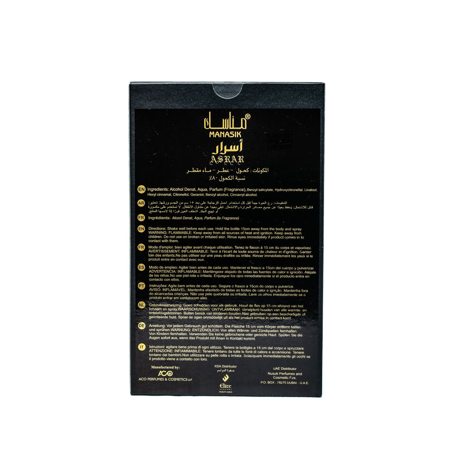 MANASIK ASRAR EDP Eau De Parfum 100 ML Perfume Fragrance For Men - The6thScent