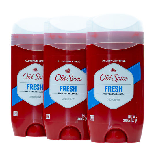 Stay fresh for longer with Old Spice High Endurance Fresh Deodorant Sticks. This 3-pack ensures long-lasting odor protection. Each stick is 85g. - The6thScent
