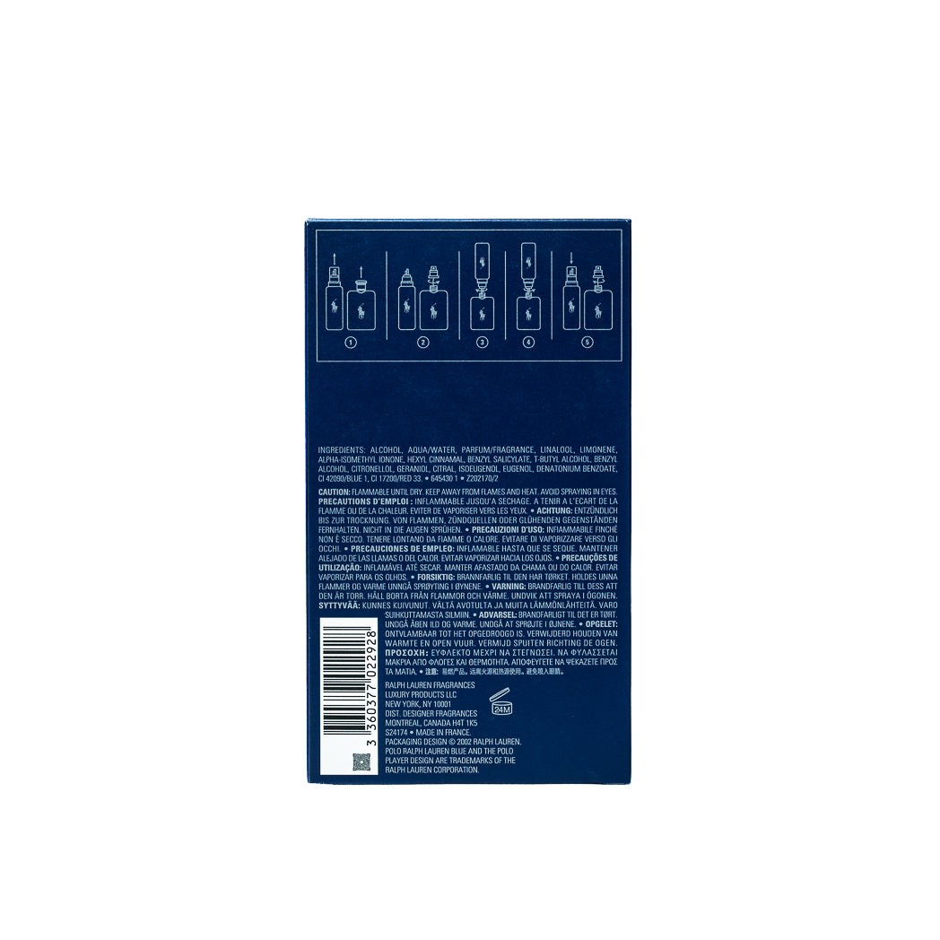 Ralph Lauren Polo Blue Eau De Toilette 125ml for men, fresh and energizing fragrance.