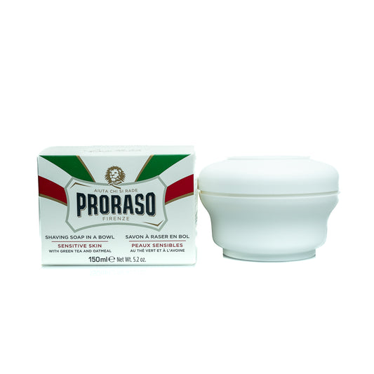 Enjoy a gentle and refreshing shave with Proraso Sensitive Shave Soap. Infused with green tea, 150ml of comfort for delicate skin.