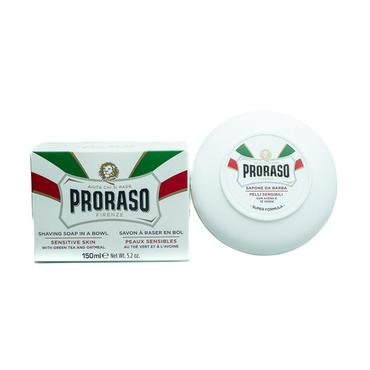 Proraso Sensitive Shave Soap with Green Tea offers rich lather and calm care. A 150ml essential for irritation-free shaving.