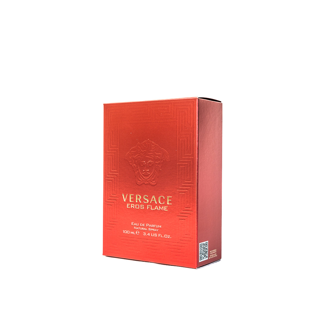 100ml Versace Eros Flame EDP, fiery masculine fragrance with citrus, spice, and woody notes.