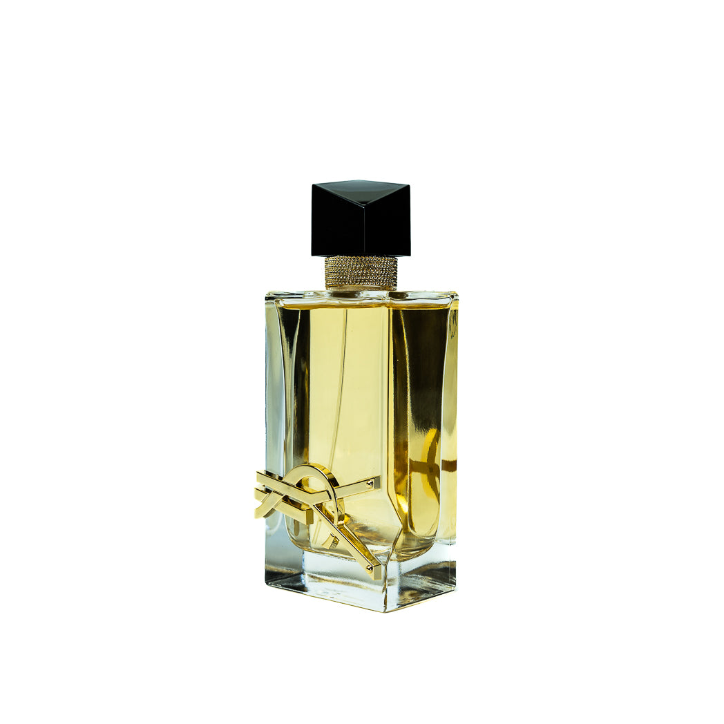 Yves Saint Laurent Libre Eau De Parfum 90ml for women in couture-inspired bottle with golden chains.