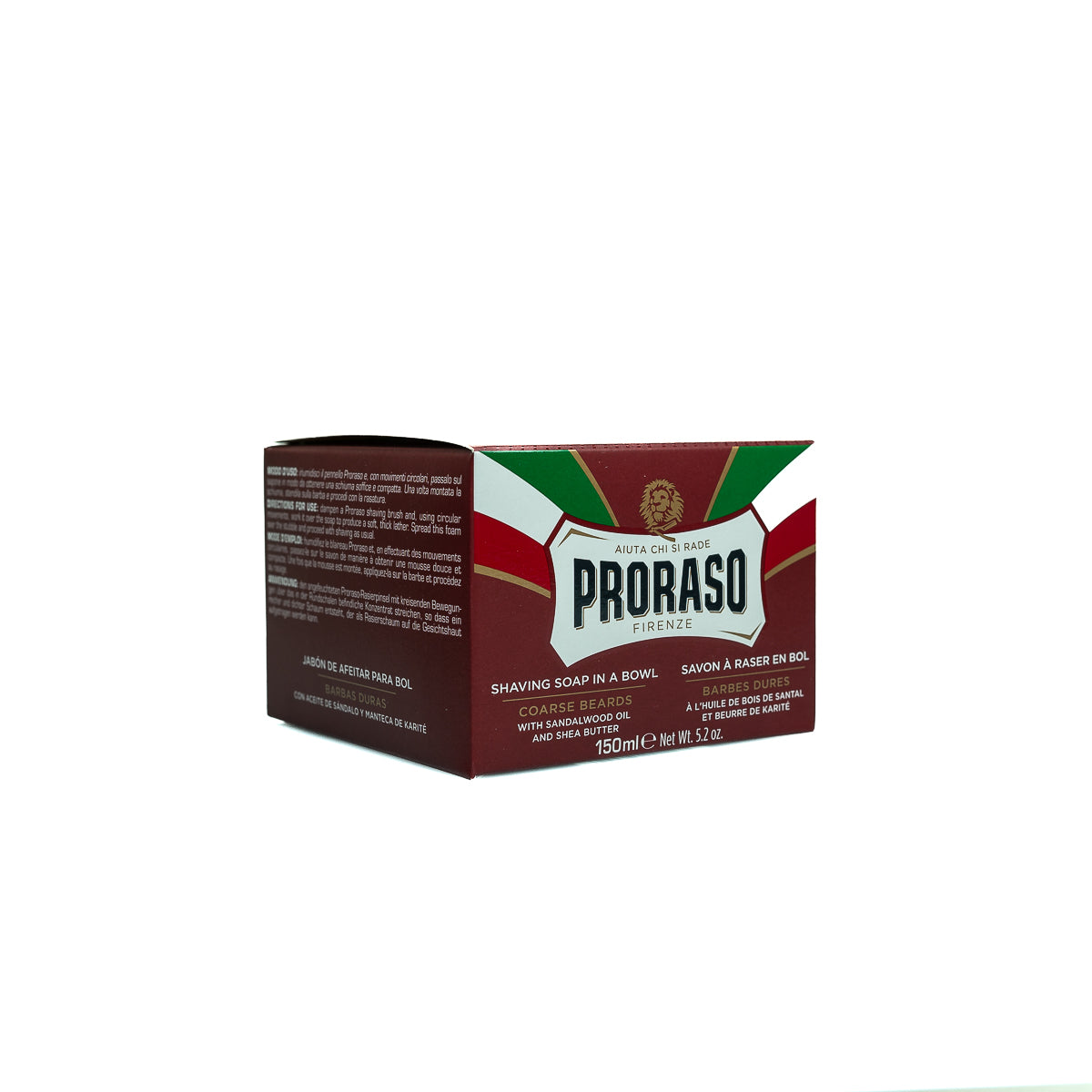 Specifically formulated for coarse beards and dry skin, this Proraso Nourish shave soap with shea butter and sandalwood creates a rich lather for a comfortable shave.